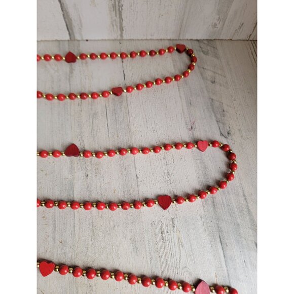 Vintage wooden Valentine garland unique heart home decor - Picture 8 of 9